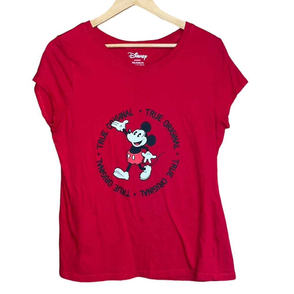 •DISNEY•RED "TRUE ORIGINAL" MICKEY MOUSE SHORT SLEEVE T-SHIRT SIZE XXL EUC